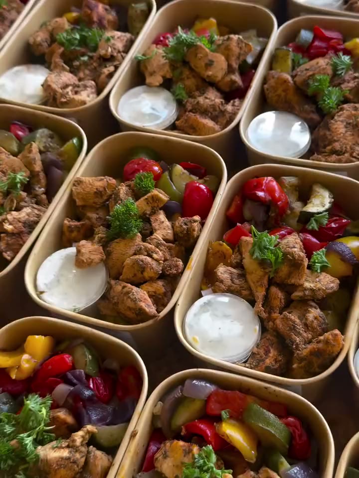 Rows of Klean Kitchen boxes being packed on a Sunday morning